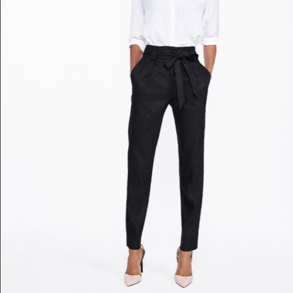 high waisted sash tie ankle pant